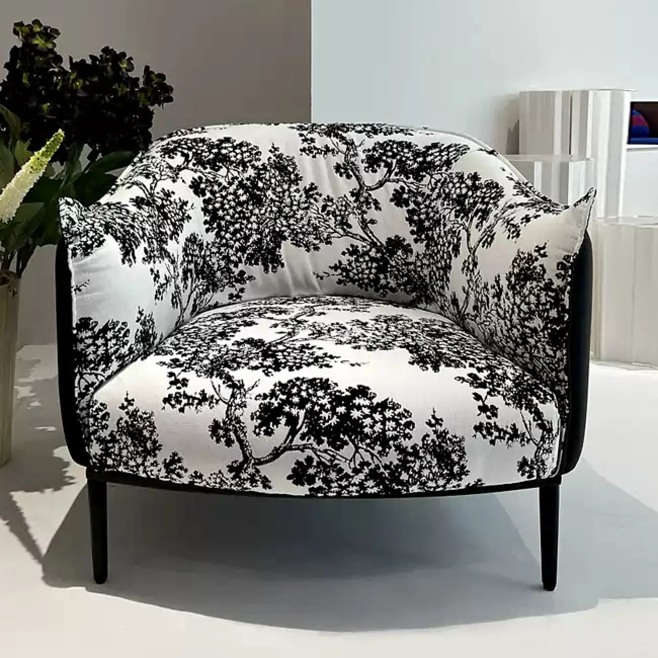 Стильное кресло Yuhao от LaLume из дерева и льна KR39120-32