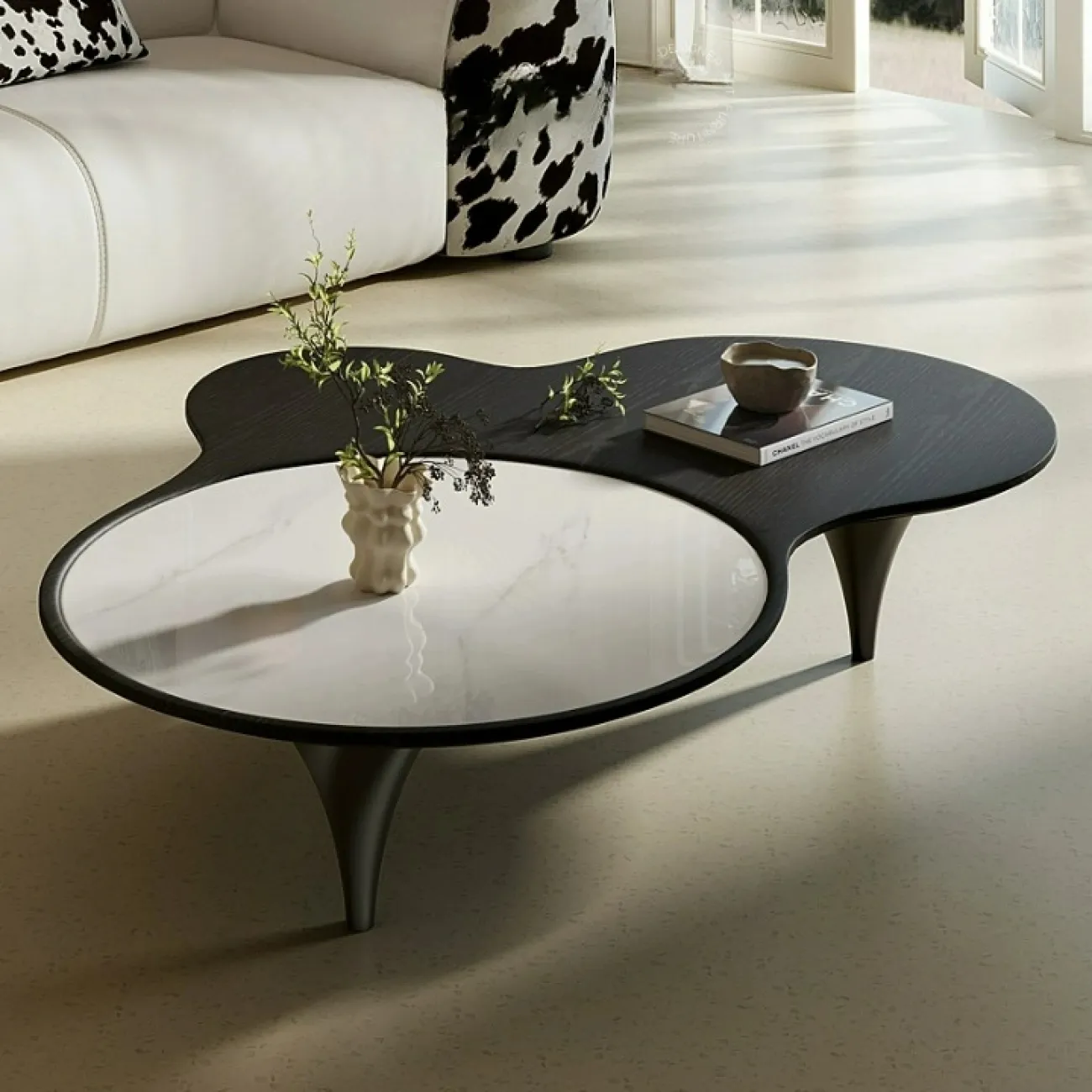 Стильный журнальный столик Yuhao из дерева и мрамора JS39121-32