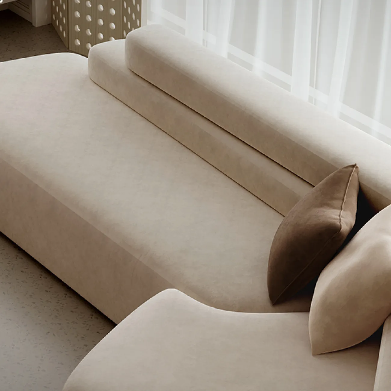 Большой диван Yuhao от LaLume из дерева или текстиля DV39122-32