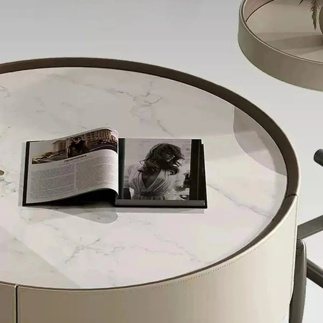 Стильные журнальные столики Yuhao со столешницей из мрамора, обитый кожей JS39125-32