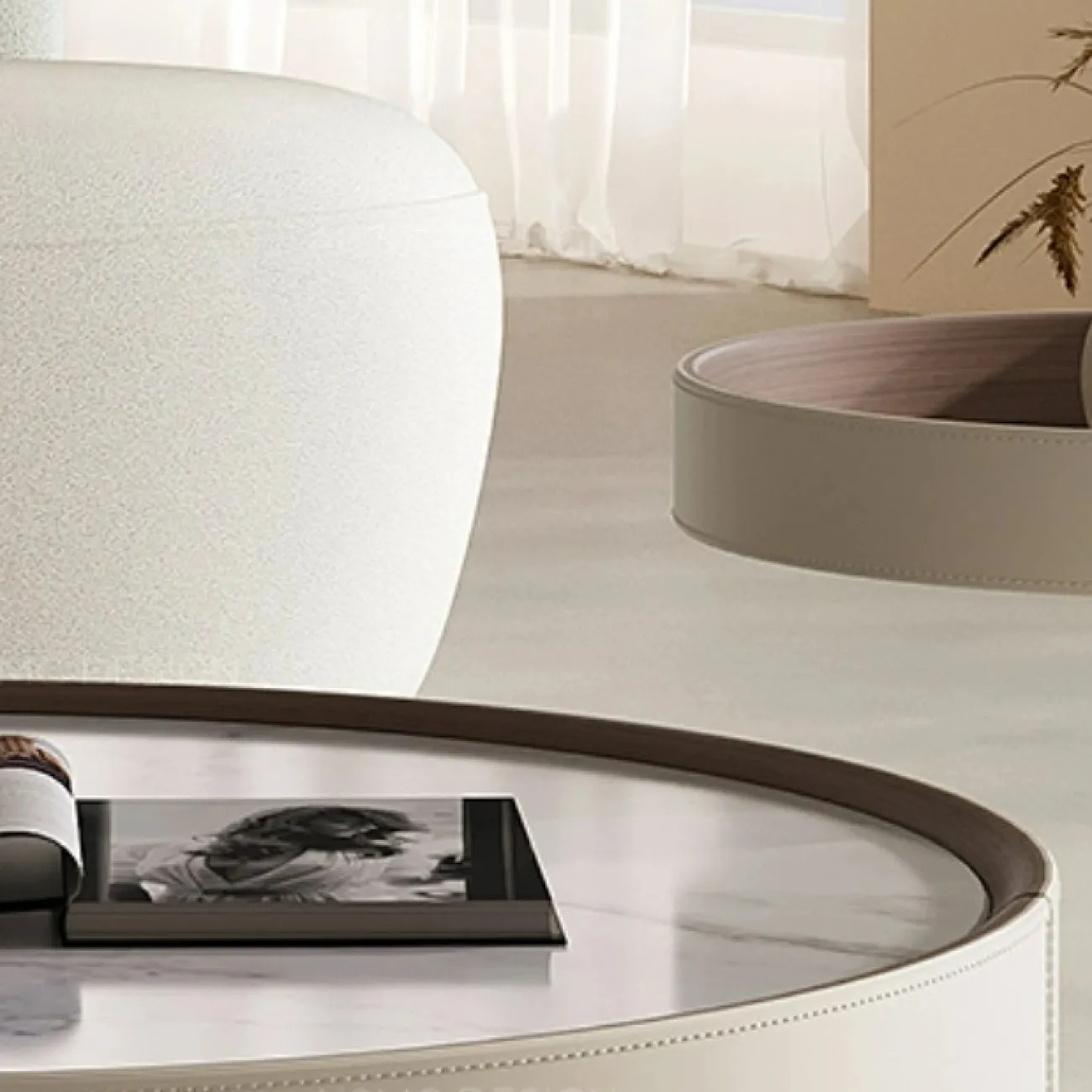 Стильные журнальные столики Yuhao со столешницей из мрамора, обитый кожей JS39125-32