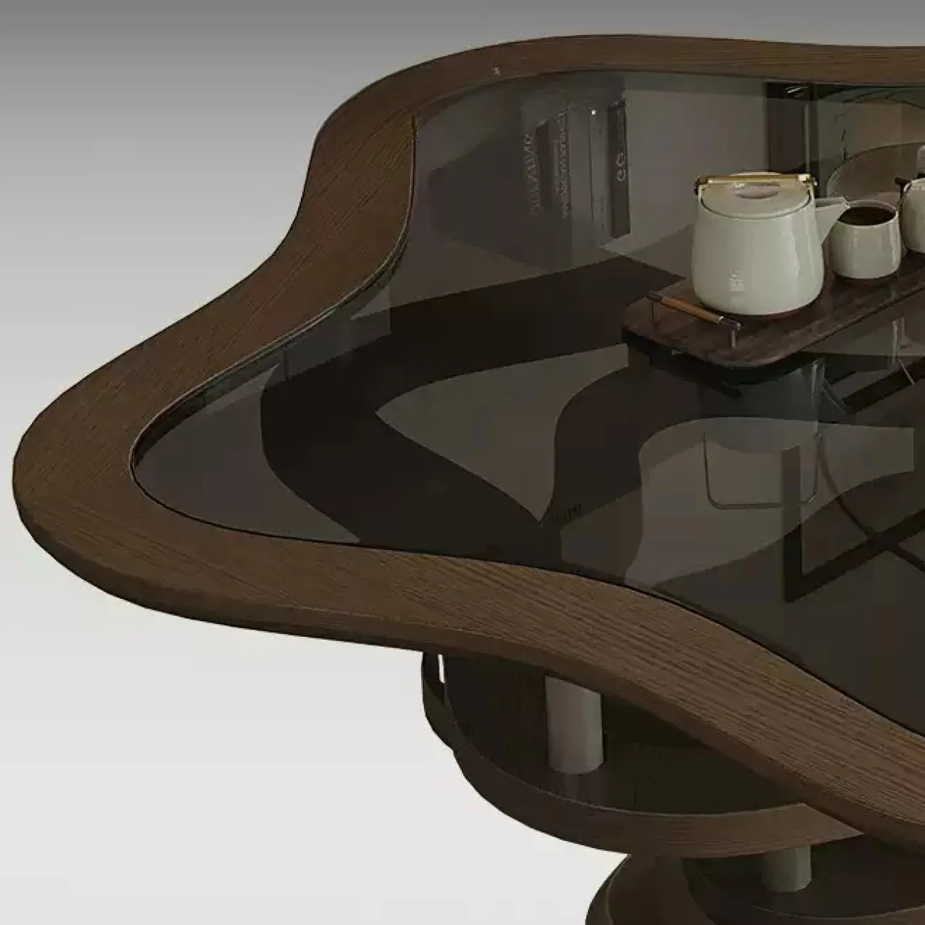 Стильный журнальный столик Yuhao из дерева и закалённого стекла JS39128-32