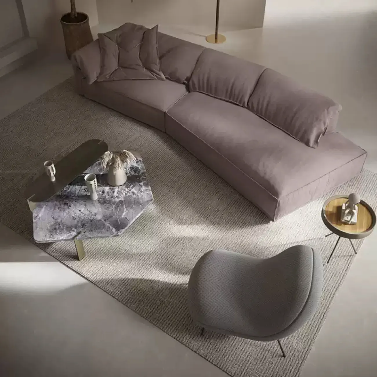 Элегантный журнальный столик Yuhao из дерева и мрамора JS39132-32