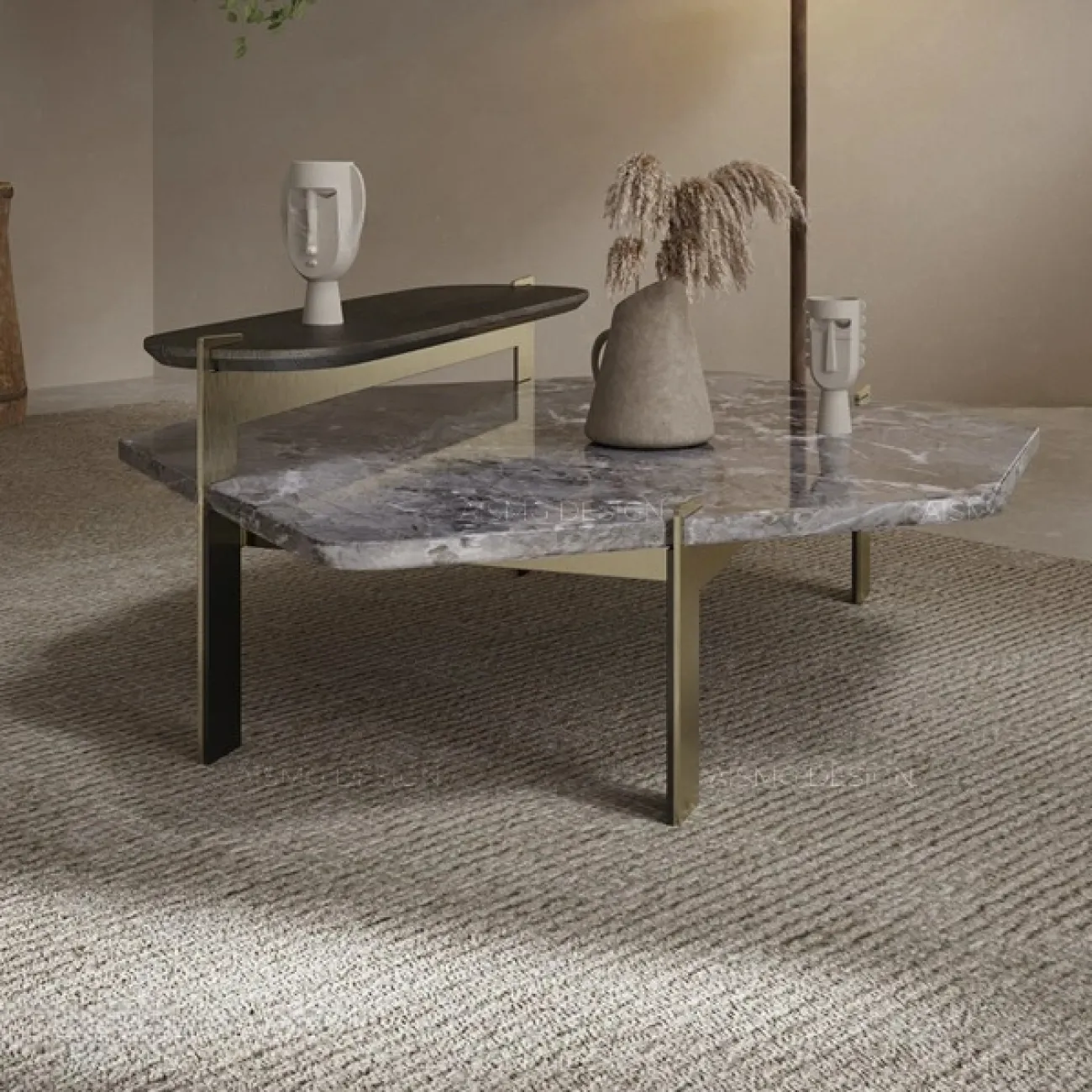 Элегантный журнальный столик Yuhao из дерева и мрамора JS39132-32