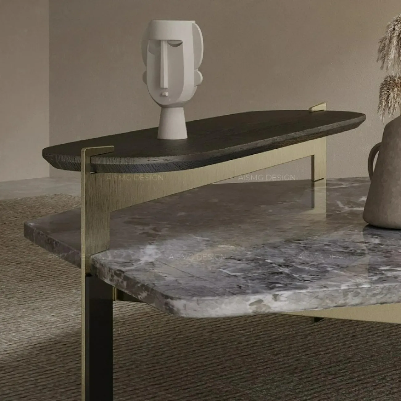 Элегантный журнальный столик Yuhao из дерева и мрамора JS39132-32