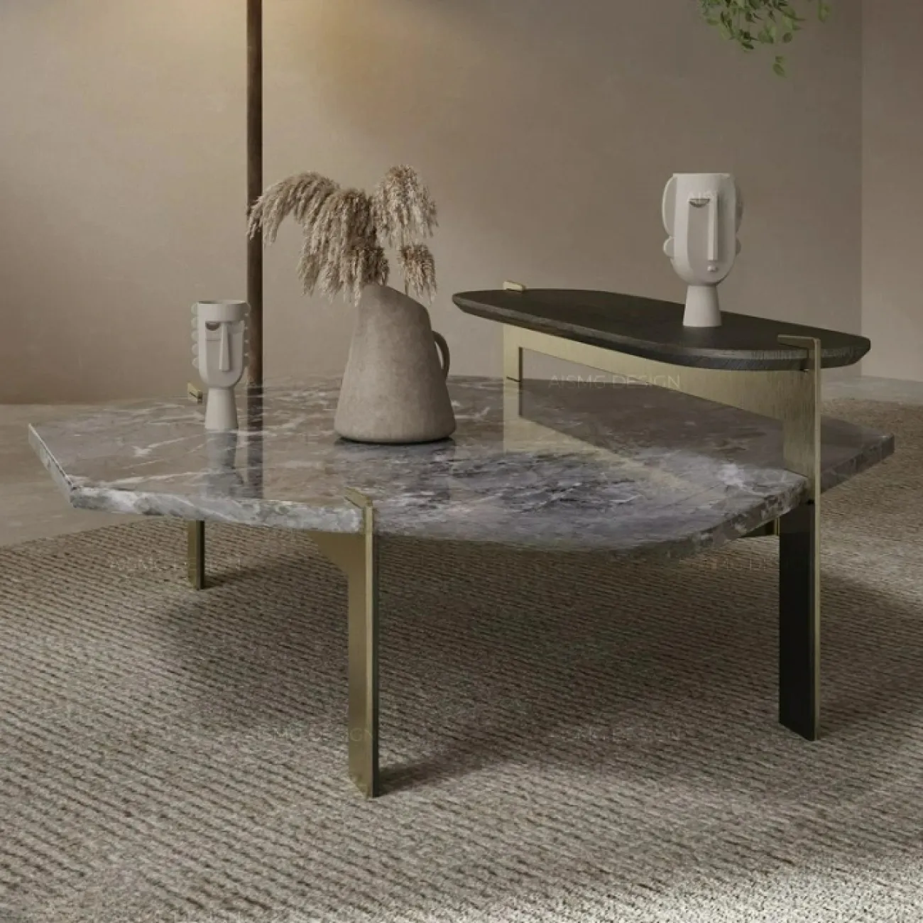 Элегантный журнальный столик Yuhao из дерева и мрамора JS39132-32