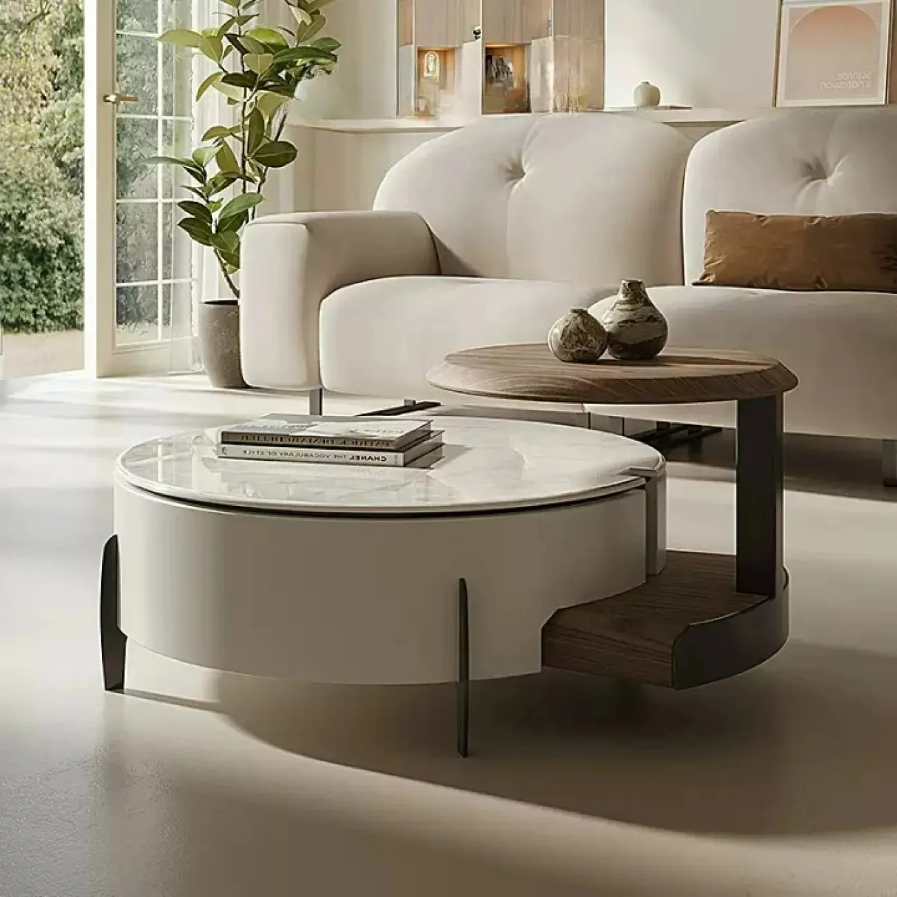 Элегантный журнальный столик Yuhao из дерева и мрамора JS39135-32