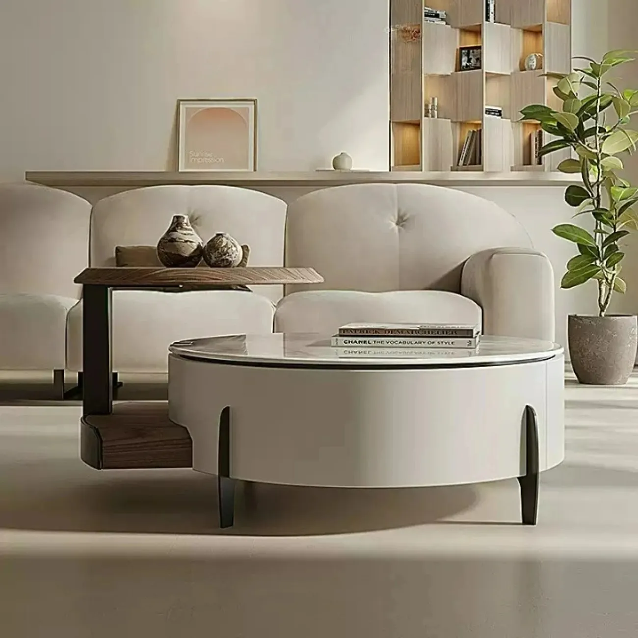 Элегантный журнальный столик Yuhao из дерева и мрамора JS39135-32