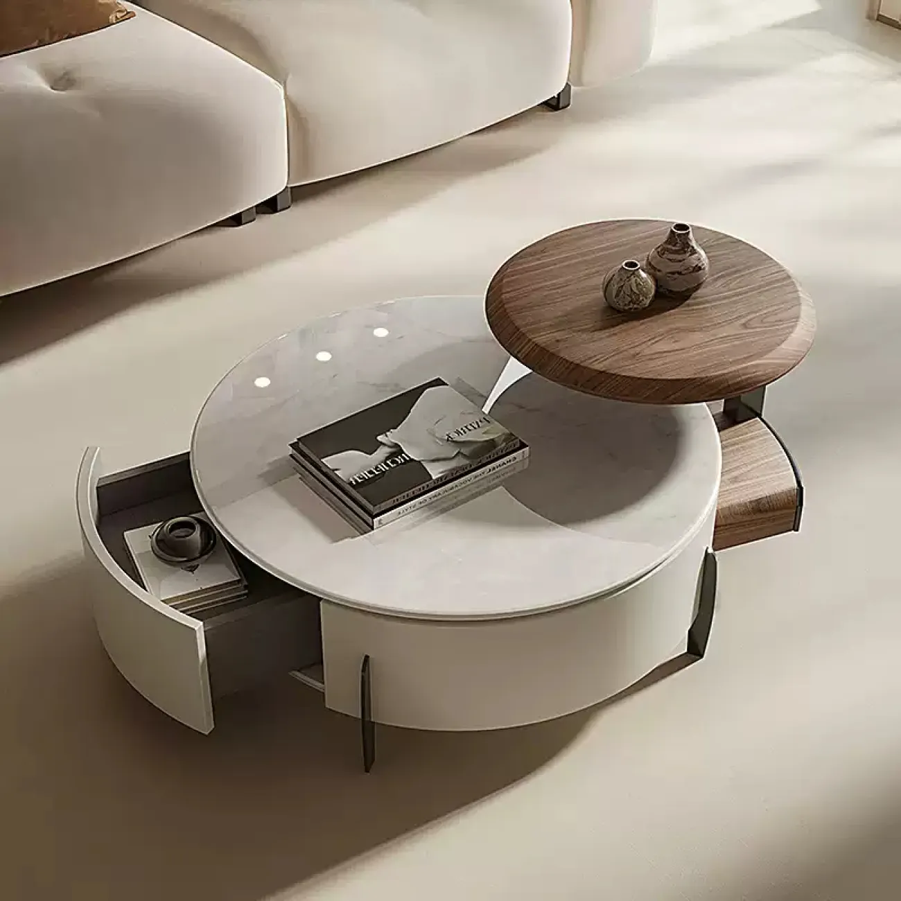 Элегантный журнальный столик Yuhao из дерева и мрамора JS39135-32