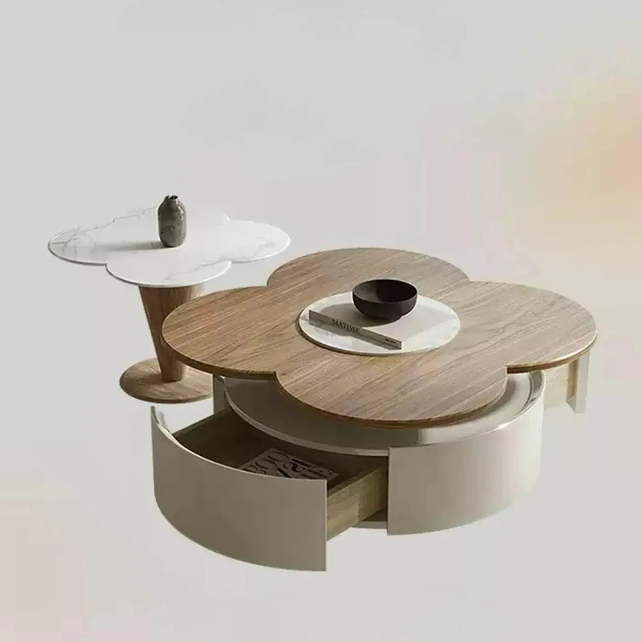 Стильные журнальные столики Yuhao со столешницей из мрамора или дерева JS39137-32 Стильные журнальные столики Yuhao со столешницей из мрамора или дерева JS39137-32