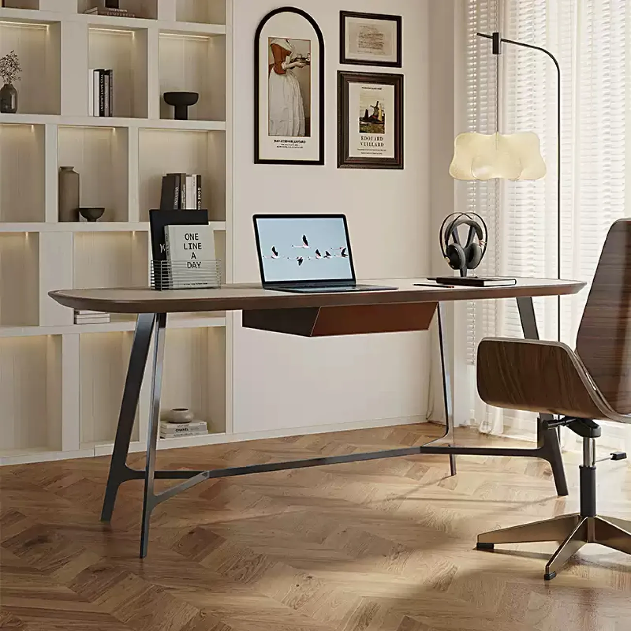 Дизайнерский письменный стол Yuhao столешница покрыта кожей PS39138-32 Дизайнерский письменный стол Yuhao столешница покрыта кожей PS39138-32