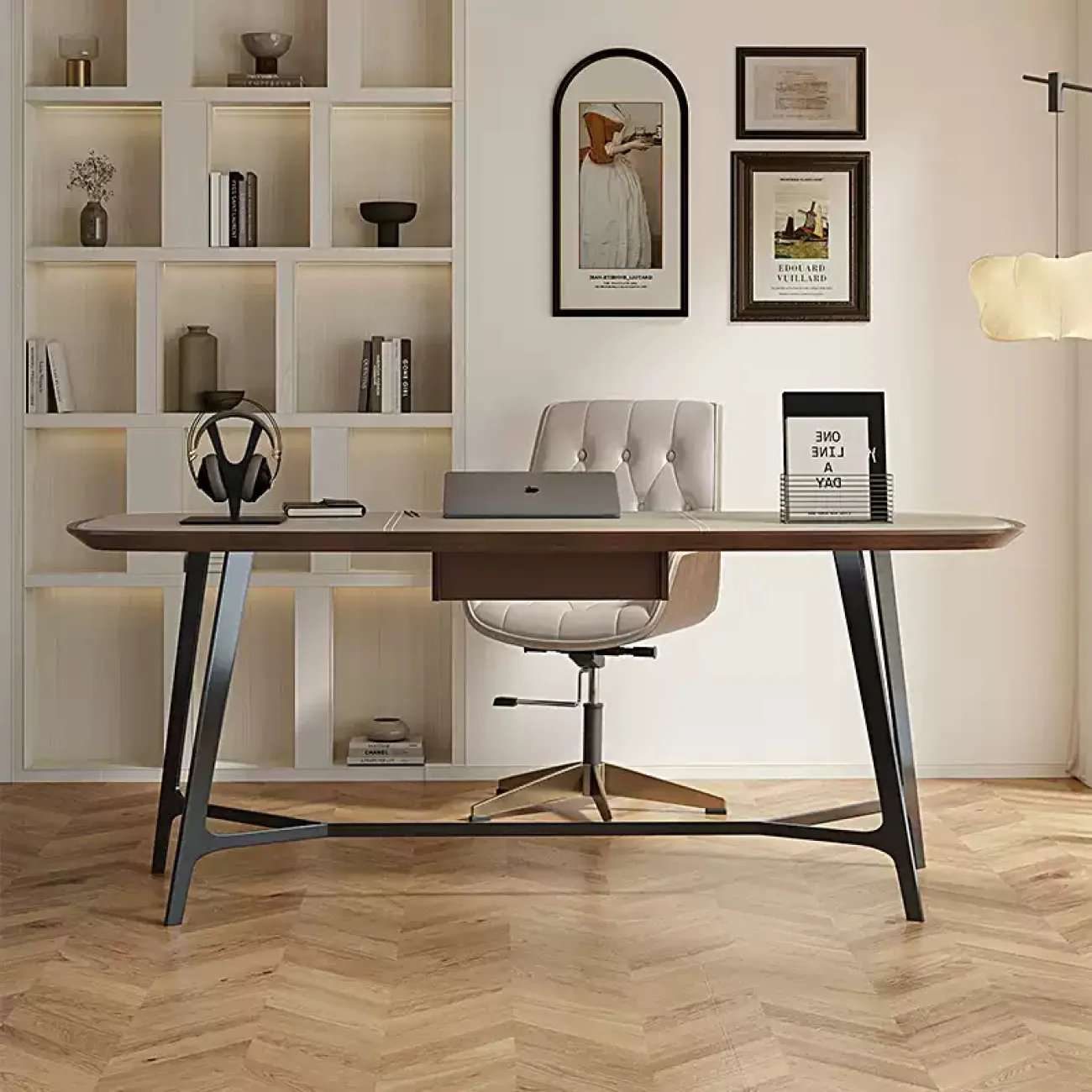 Дизайнерский письменный стол Yuhao столешница покрыта кожей PS39138-32 Дизайнерский письменный стол Yuhao столешница покрыта кожей PS39138-32