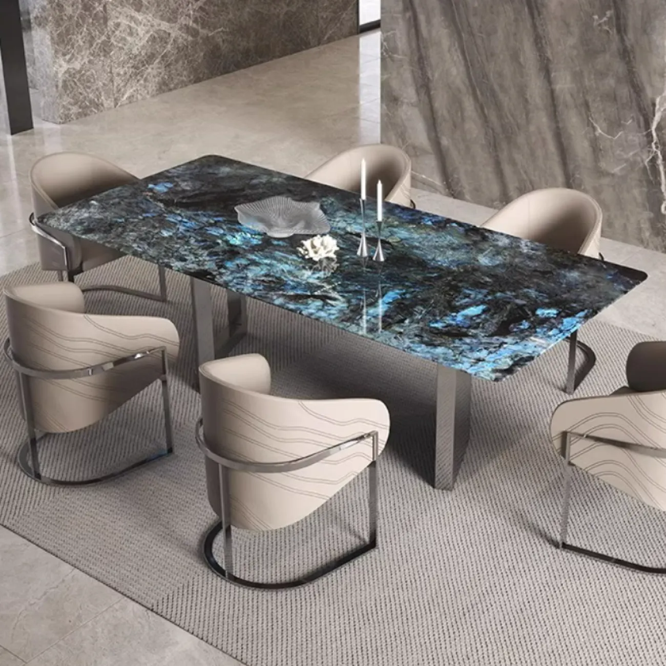 Роскошный обеденный стол AOSAI из мрамора OS39141-32