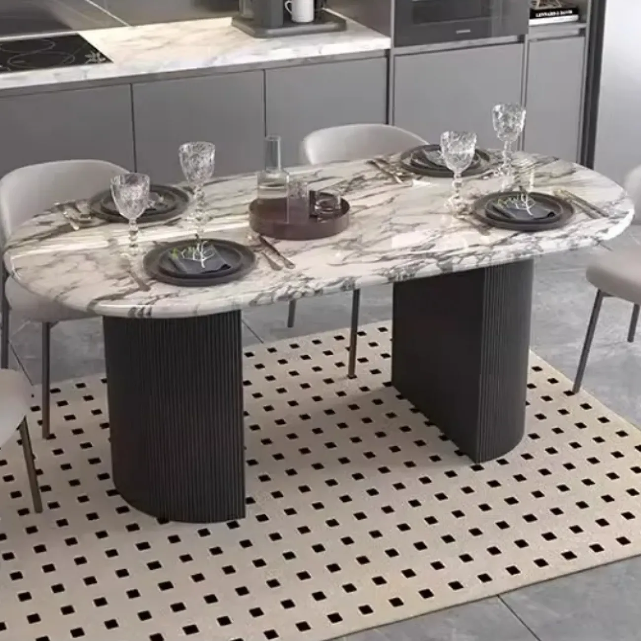 Роскошный обеденный стол AOSAI из мрамора OS39143-32 Роскошный обеденный стол AOSAI из мрамора OS39143-32