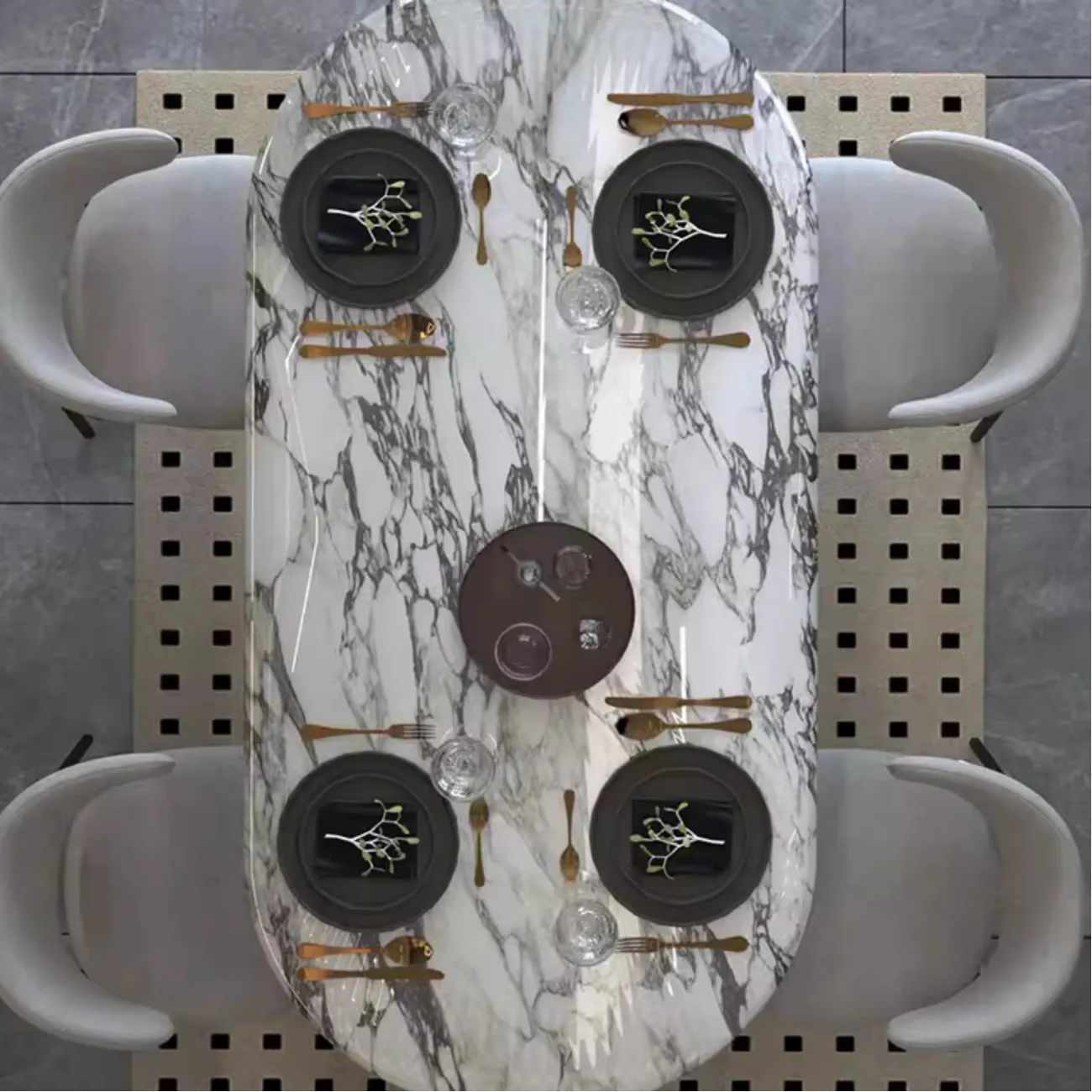 Роскошный обеденный стол AOSAI из мрамора OS39143-32 Роскошный обеденный стол AOSAI из мрамора OS39143-32