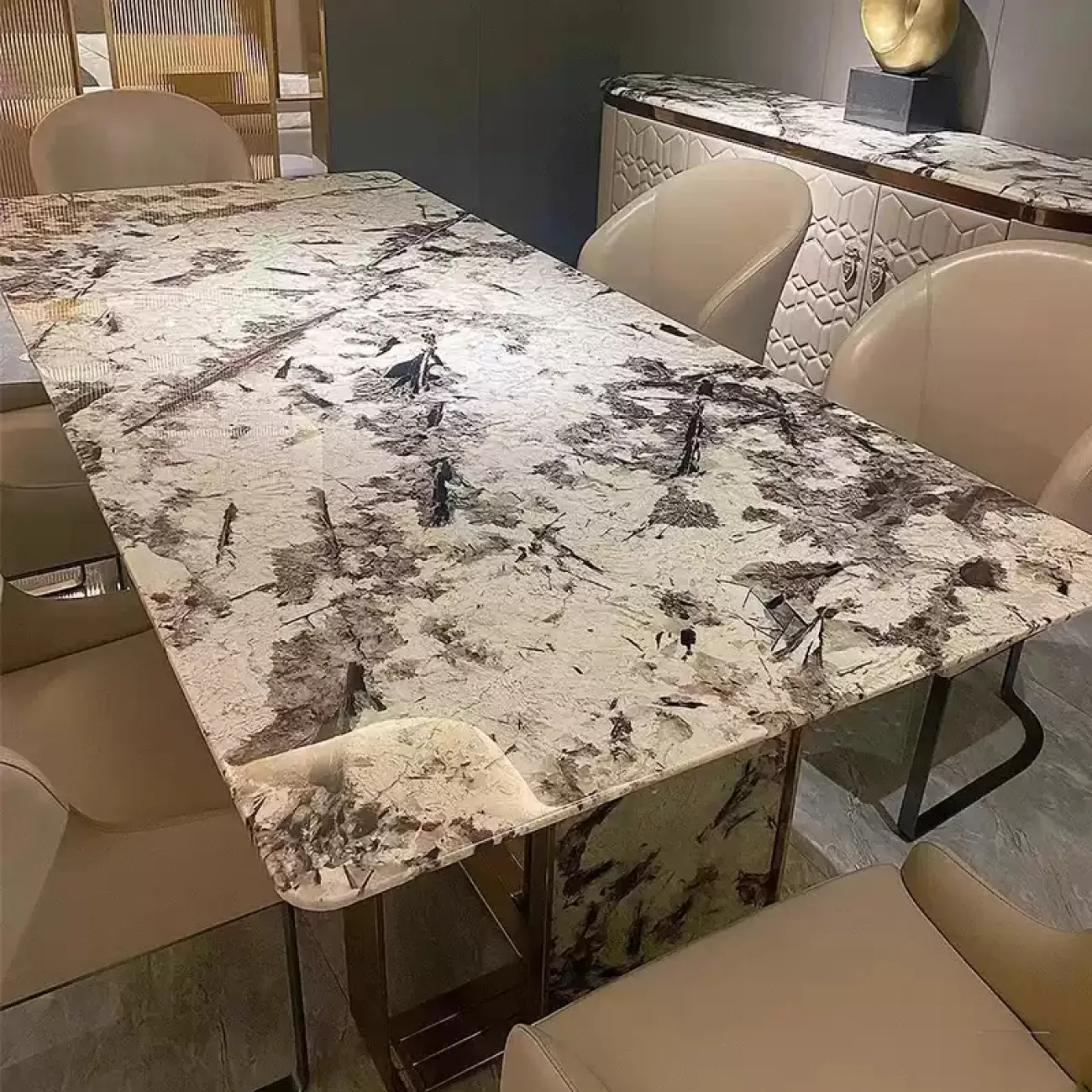 Роскошный обеденный стол AOSAI из мрамора OS39144-32