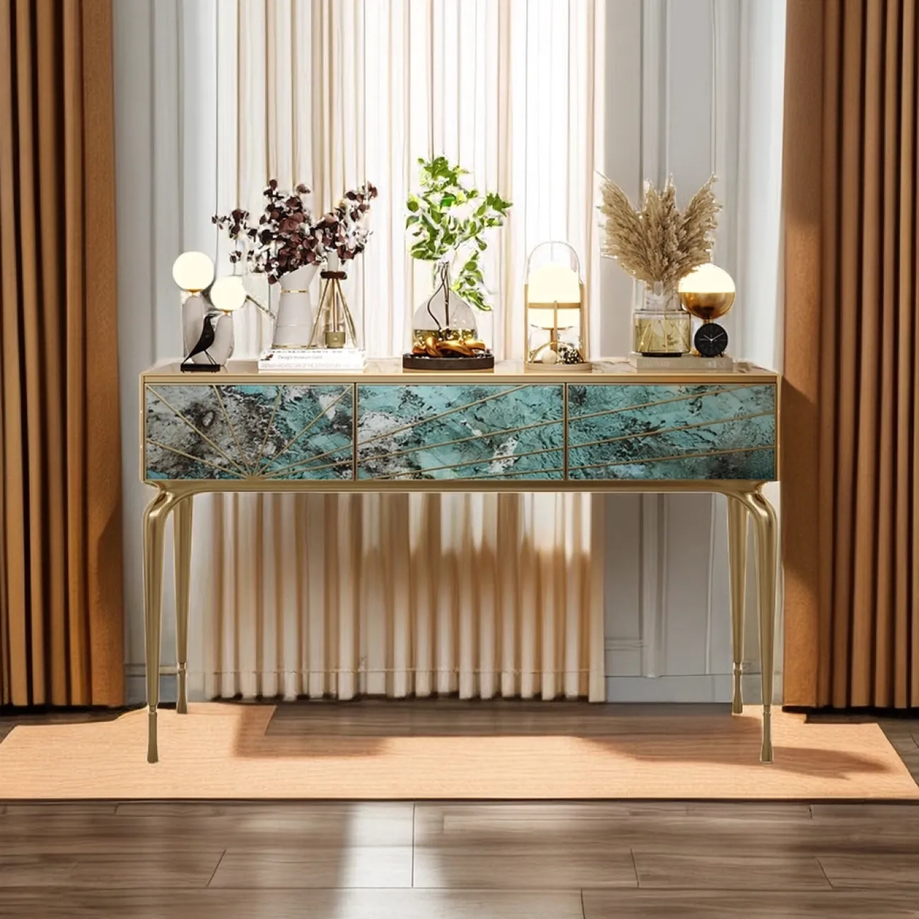 Элегантный пристенный столик Linko от LaLume c фасадом из агата PS39148-32 Элегантный пристенный столик Linko от LaLume c фасадом из агата PS39148-32