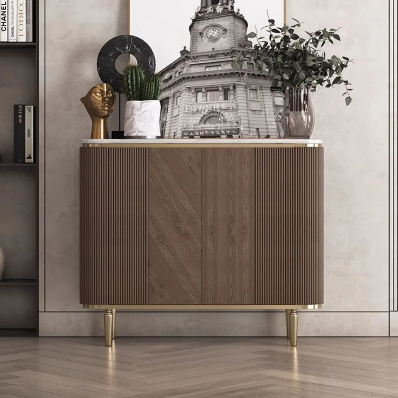 Современный комод Linko из дерева и мрамора KD39150-32