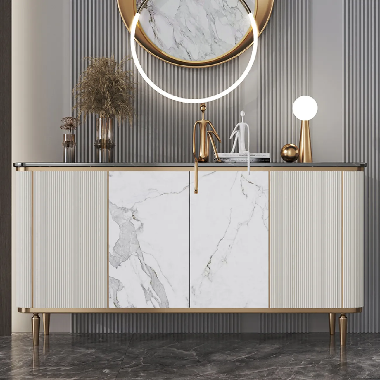 Современный комод Linko из дерева и мрамора KD39150-32 Современный комод Linko из дерева и мрамора KD39150-32