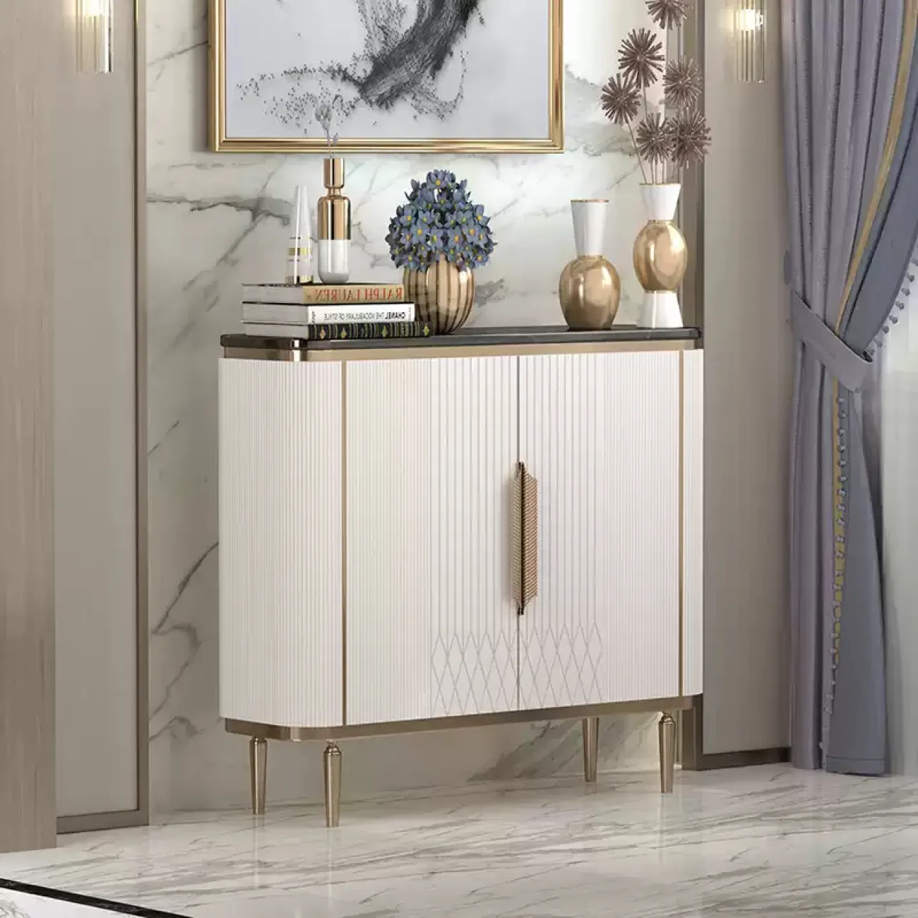 Современный комод Linko из дерева и мрамора KD39150-32 Современный комод Linko из дерева и мрамора KD39150-32