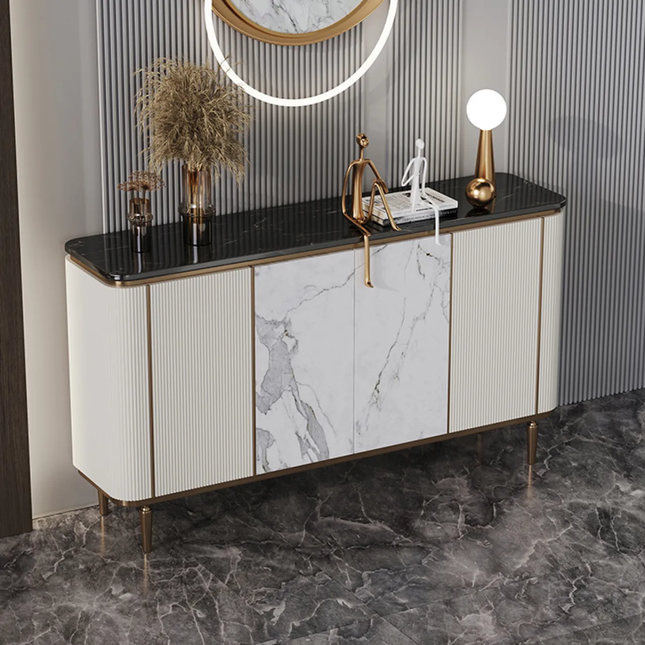 Современный комод Linko из дерева и мрамора KD39150-32 Современный комод Linko из дерева и мрамора KD39150-32