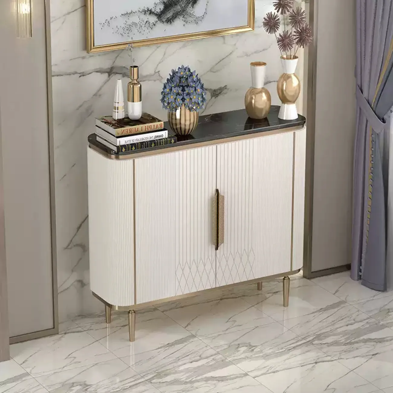 Современный комод Linko из дерева и мрамора KD39150-32 Современный комод Linko из дерева и мрамора KD39150-32