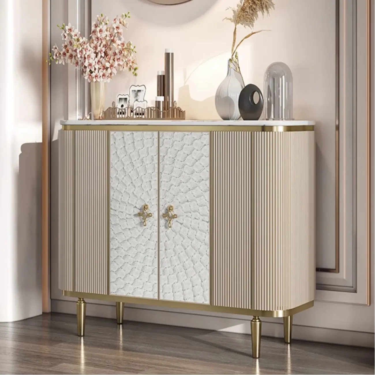 Современный комод Linko из дерева и мрамора KD39150-32