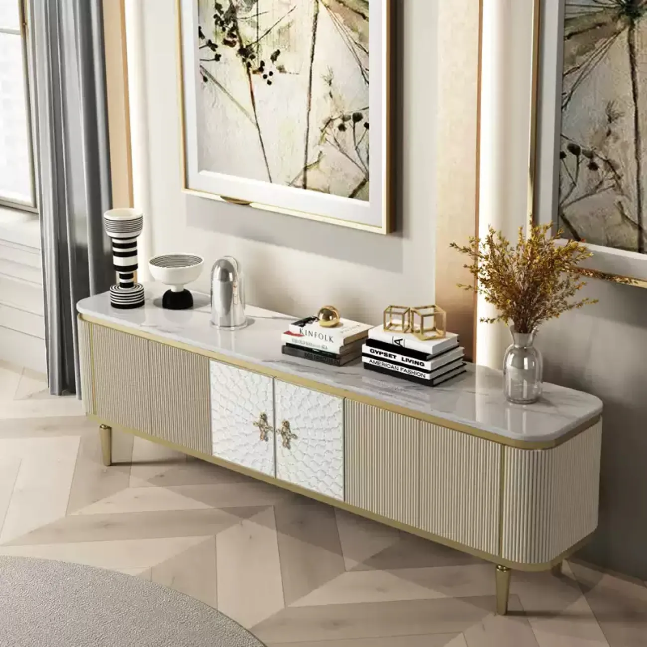 Элегантная тумба под телевизор Linko с мраморной столешницей TB39152-32