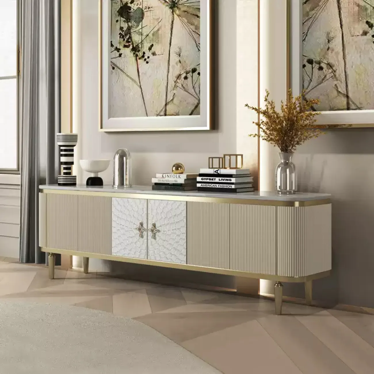 Элегантная тумба под телевизор Linko с мраморной столешницей TB39152-32