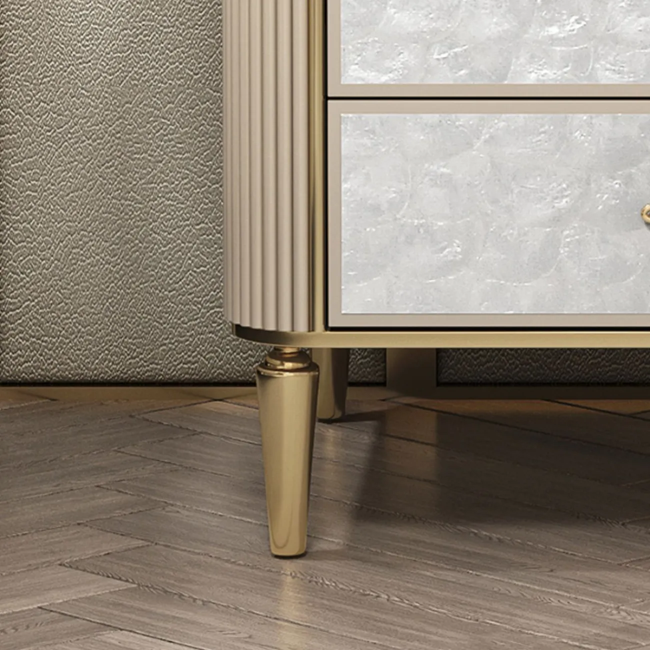 Элегантная прикроватная тумба Linko из дерева с натуральным перламутром PT39156-32