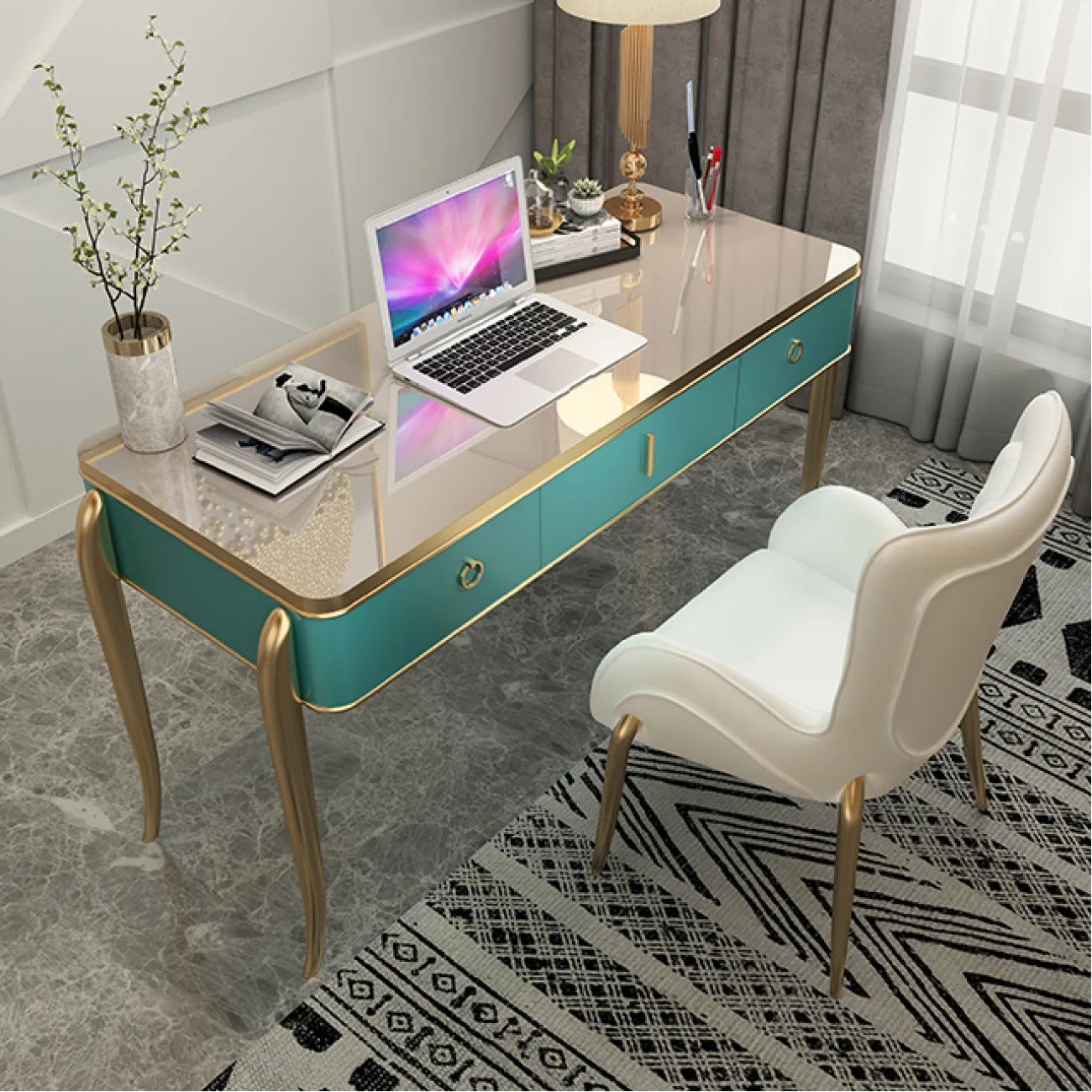 Удобный письменный стол Linko из дерева и стали PS39162-32