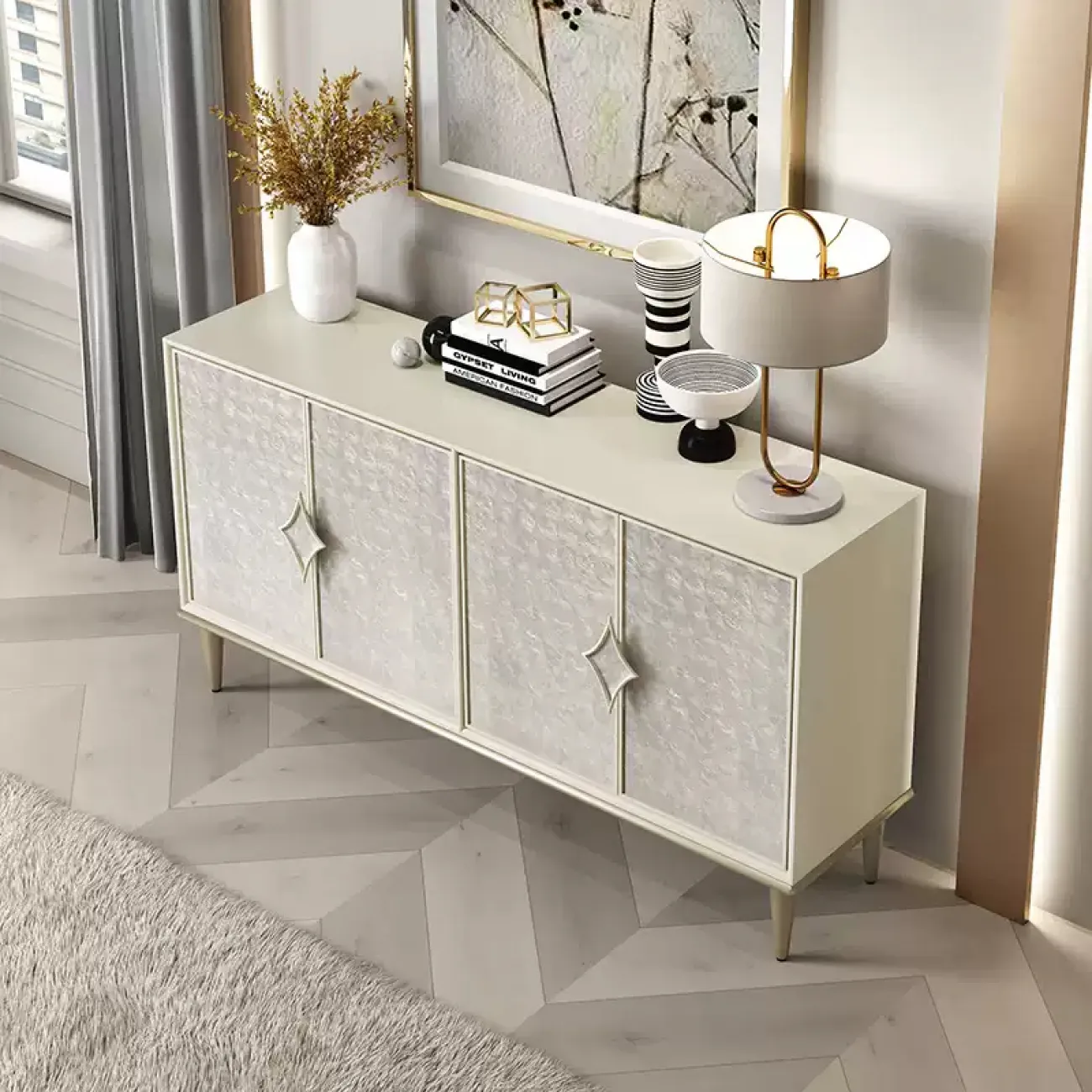 Элегантный комод Linko с фасадом из перламутра KD39169-32