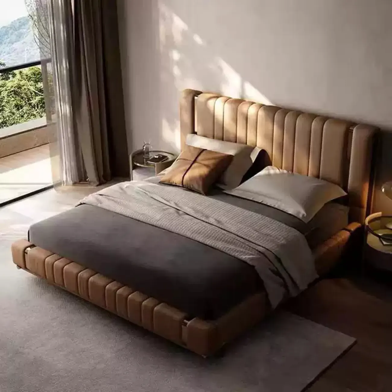 Элегантная прикроватная тумба Linko со столешницей из мрамора и стекла PT39172-32