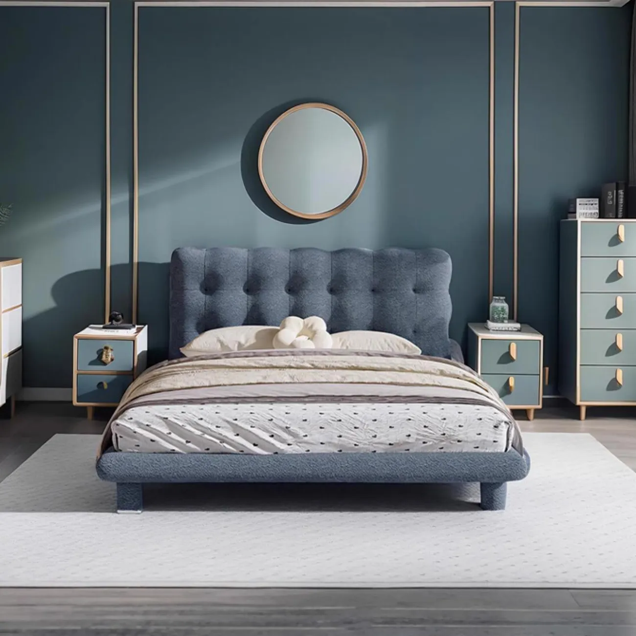 Удобная двухспальная кровать Degas от LaLume с разной обивкой KR39187-32