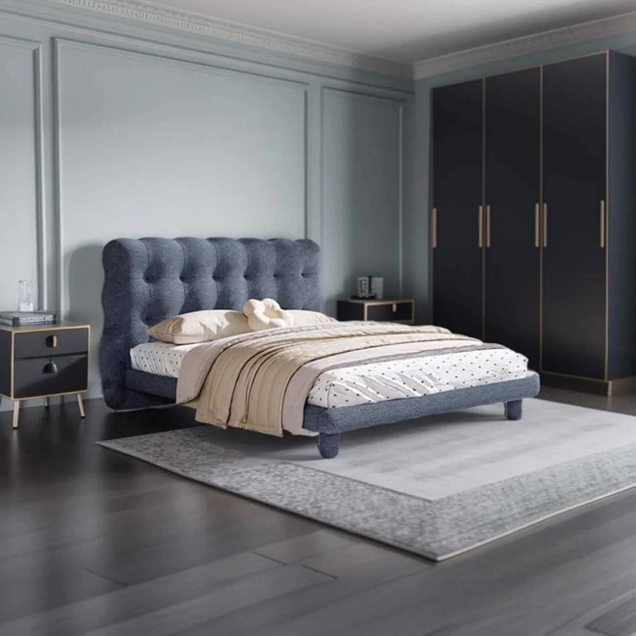 Удобная двухспальная кровать Degas от LaLume с разной обивкой KR39187-32