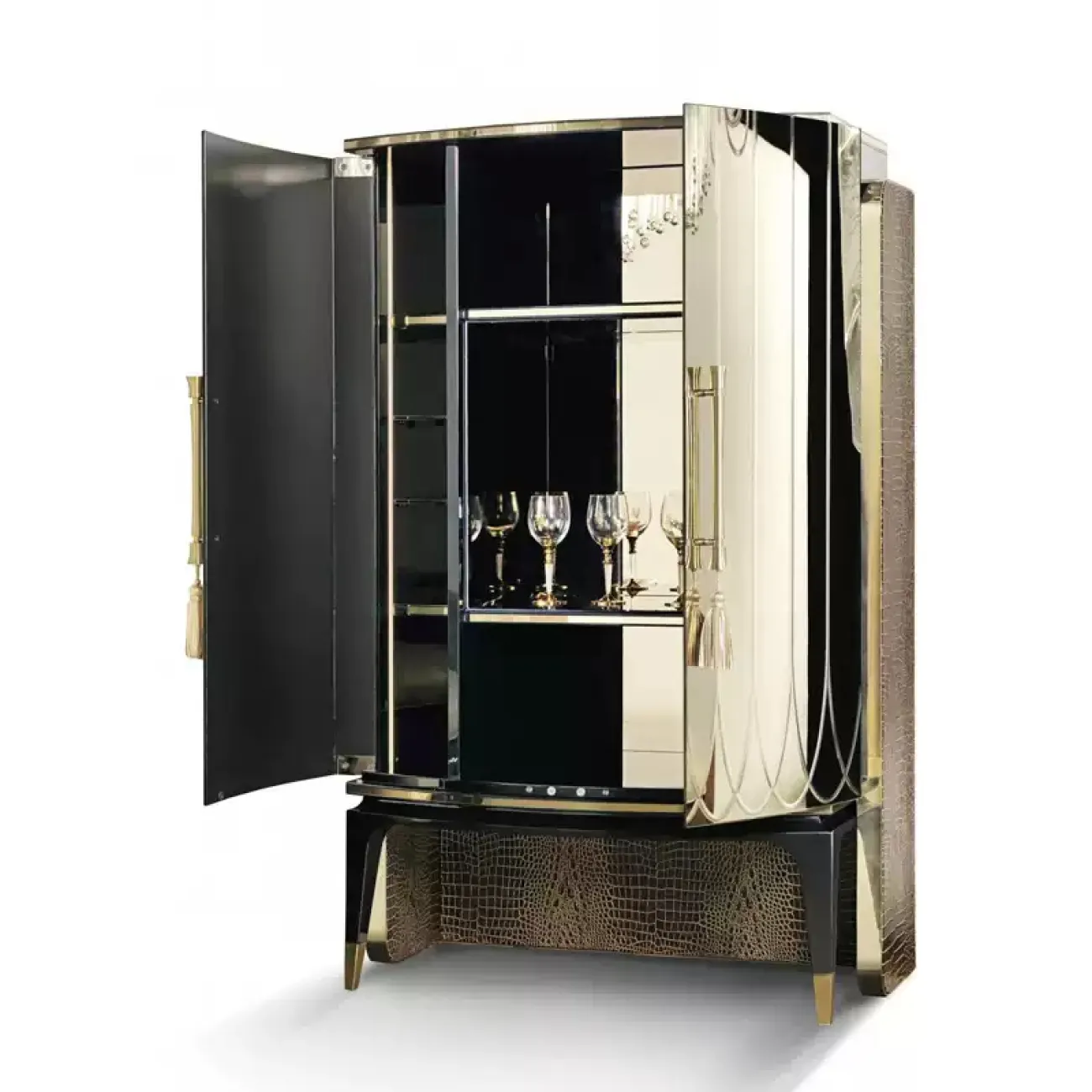 Эксклюзивный винный зеркальный шкаф Degas c разнофактурными стенками VS39190-32
