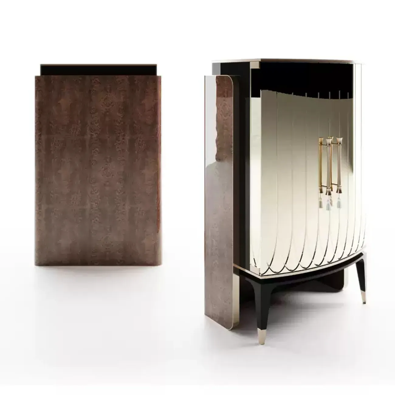 Эксклюзивный винный зеркальный шкаф Degas c разнофактурными стенками VS39190-32
