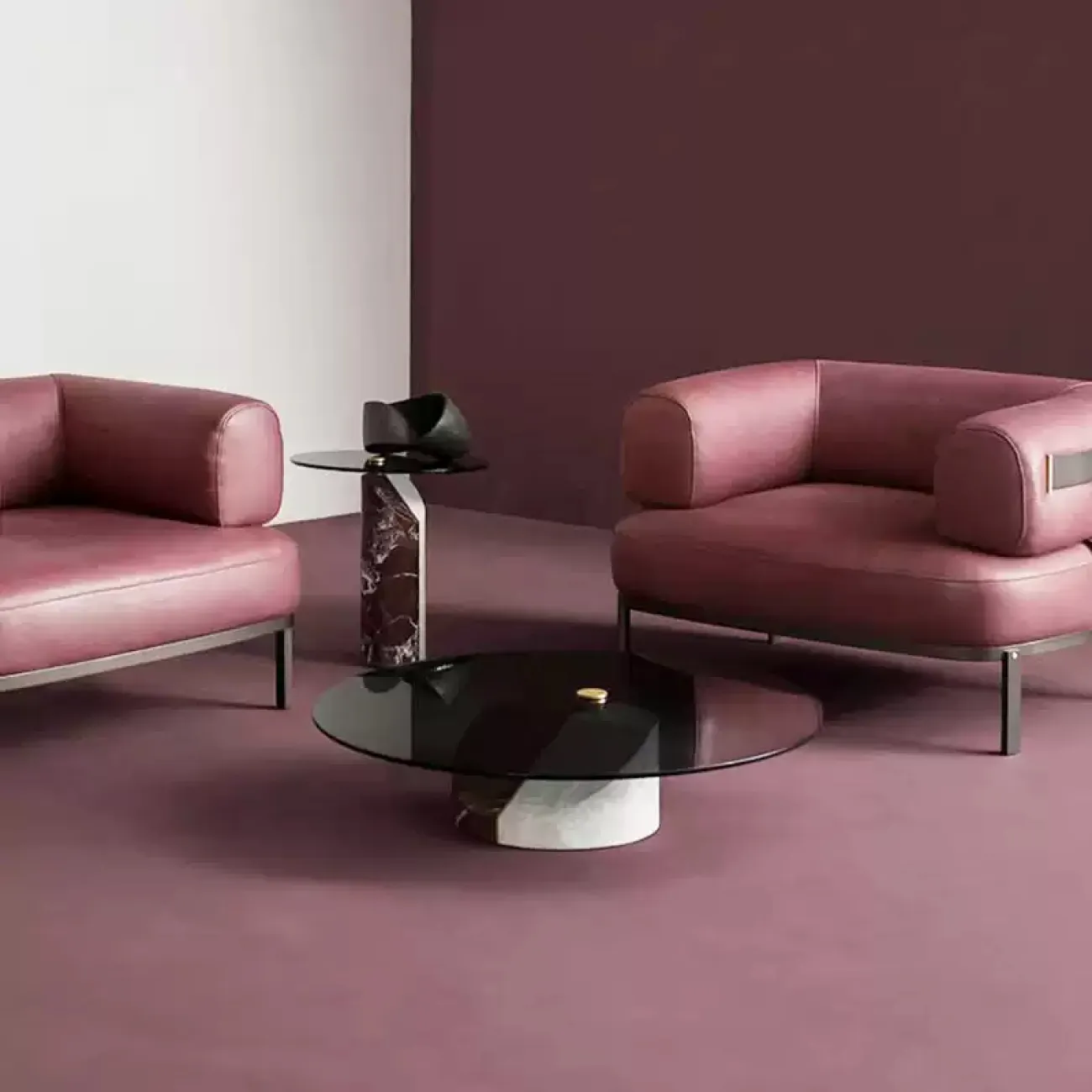 Стильные журнальные столики  Simplylife из мрамора и стекла JS39203-32