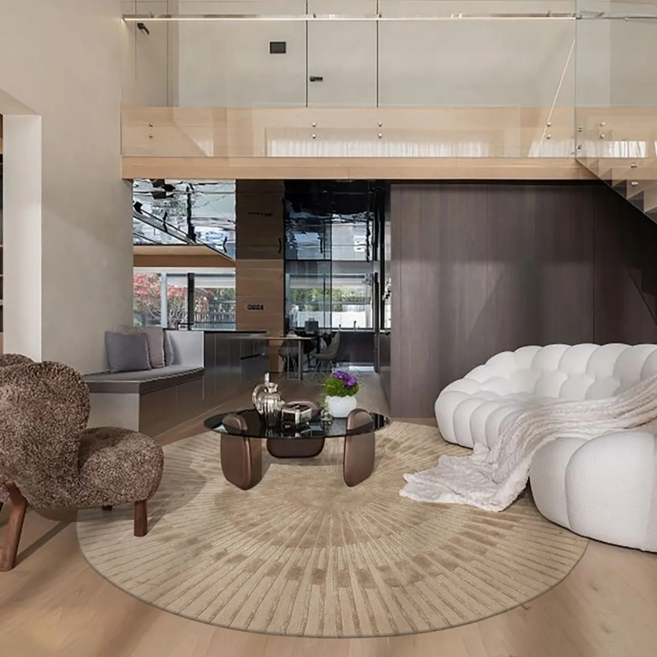 Круглый шерстяной ковёр ART Design ручной работы KV39217-32