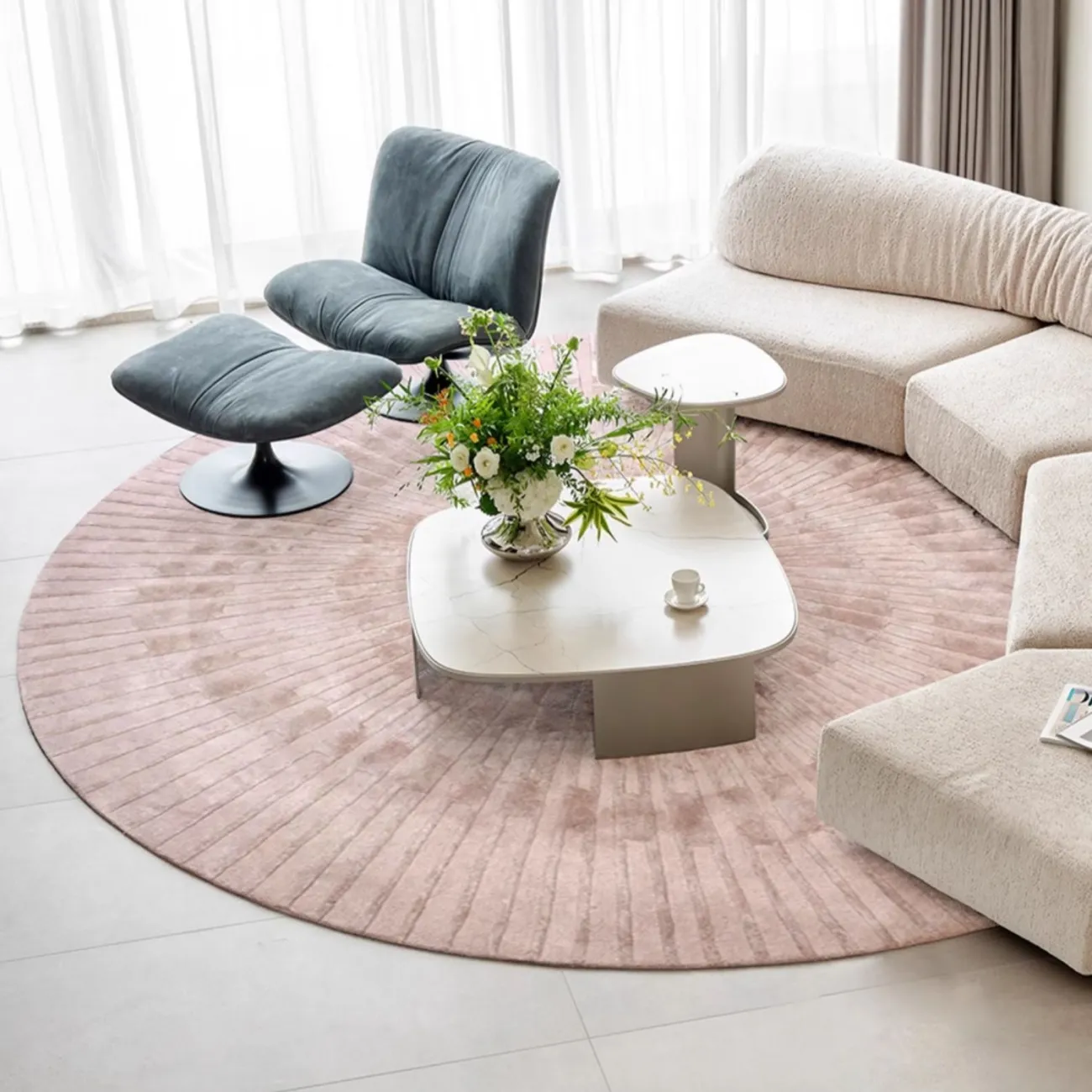 Круглый шерстяной ковёр ART Design ручной работы KV39217-32