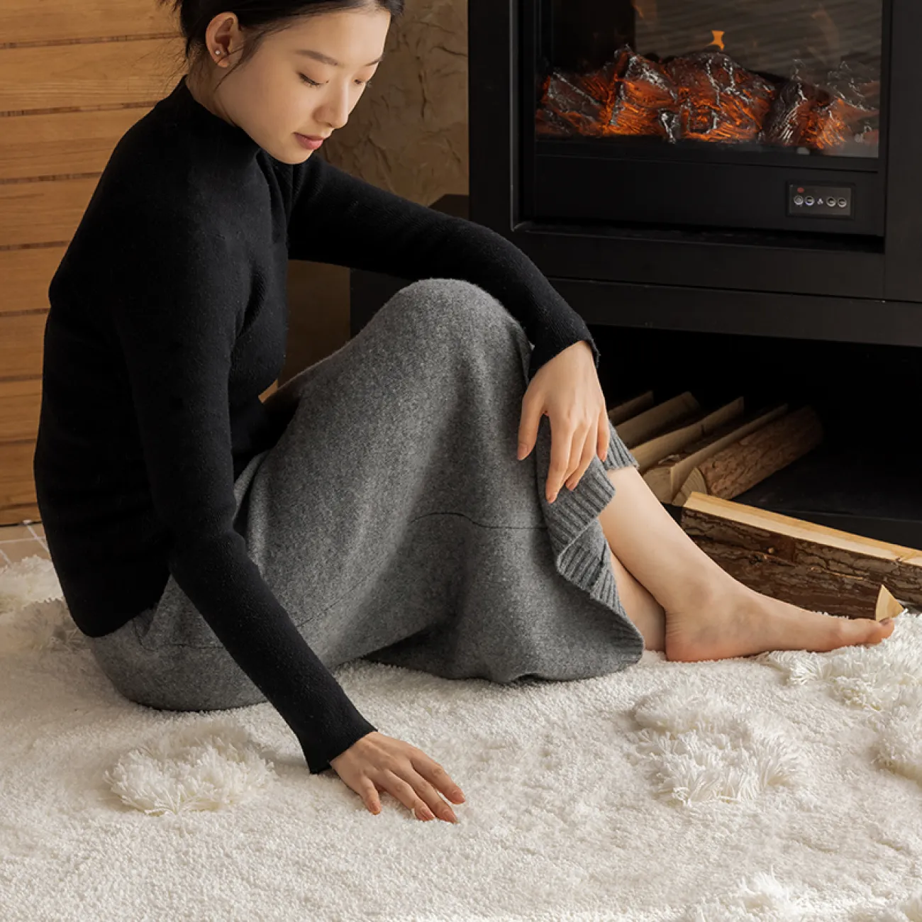 Круглый ковёр ART Design ручной работы из молочного шёлка KV39218-32