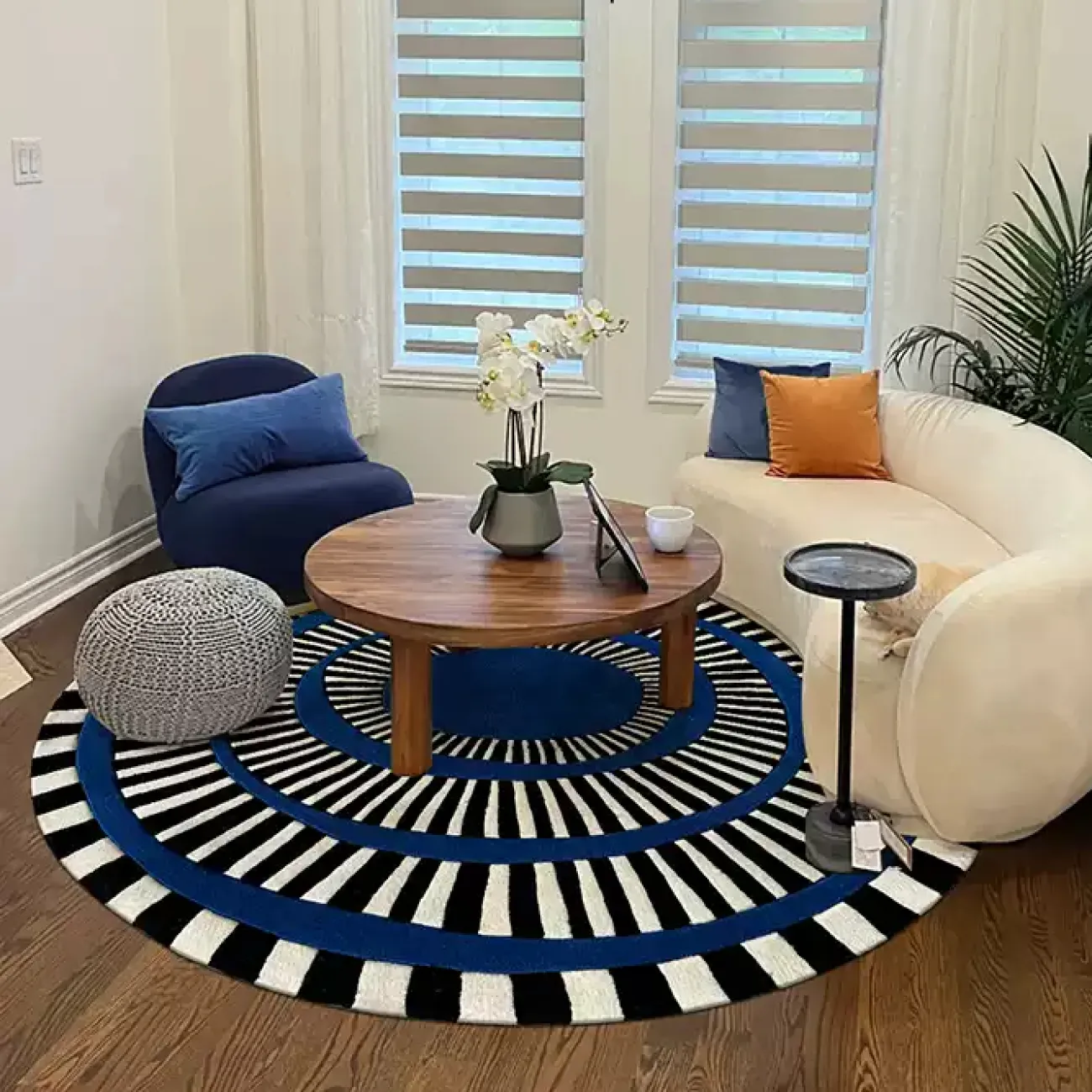 Круглый ковёр ART Design ручной работы из шерсти и мононити KV39219-32