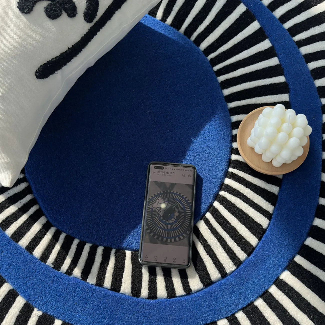 Круглый ковёр ART Design ручной работы из шерсти и мононити KV39219-32