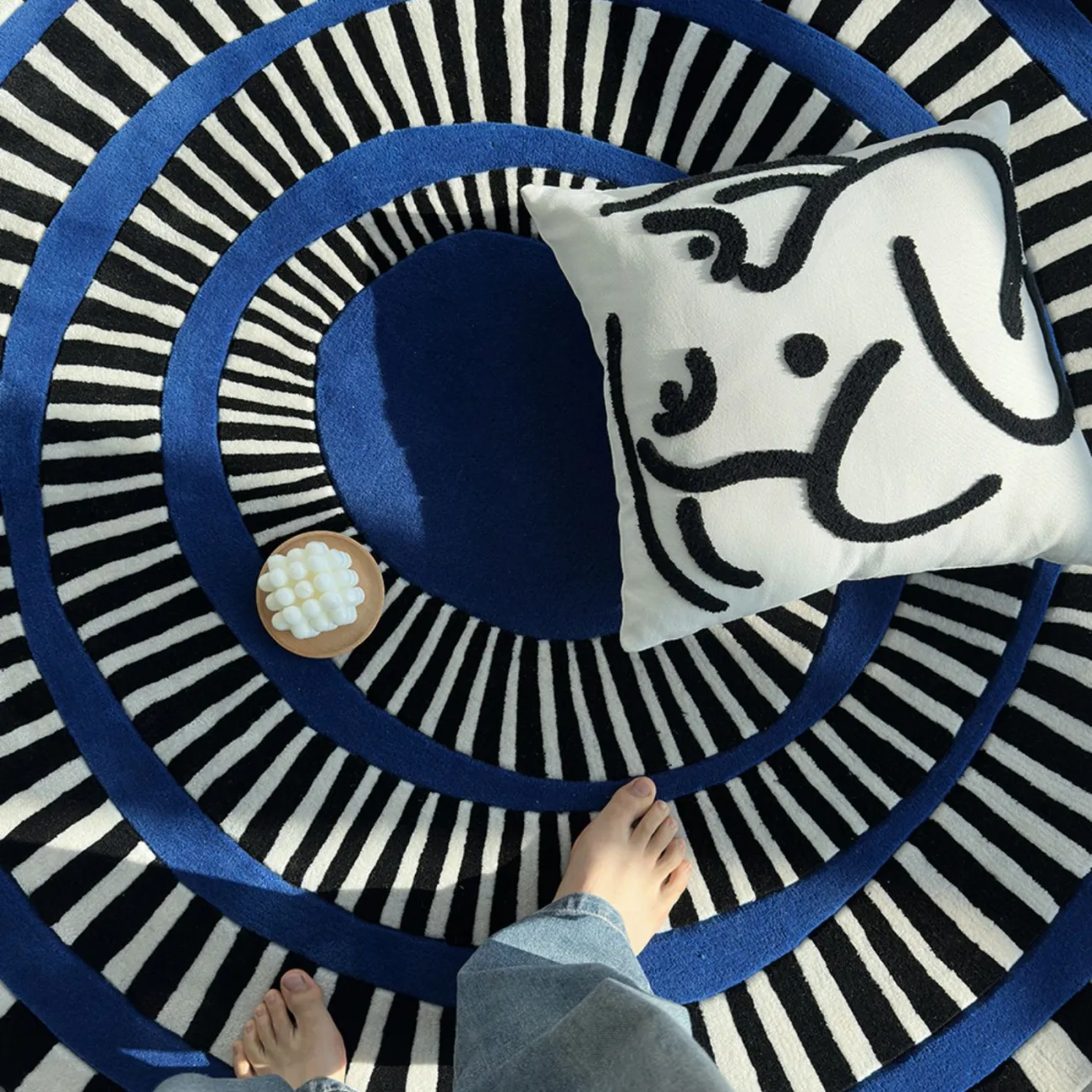 Круглый ковёр ART Design ручной работы из шерсти и мононити KV39219-32