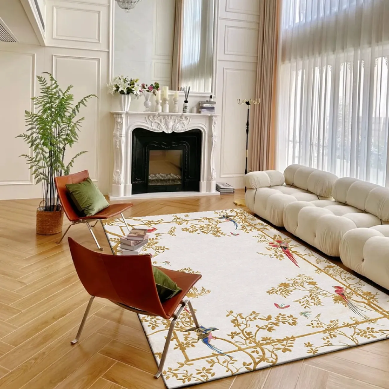 Элегантный ковёр "Птицы" ART Design  ручной работы из шерсти и шёлка KV39232-32