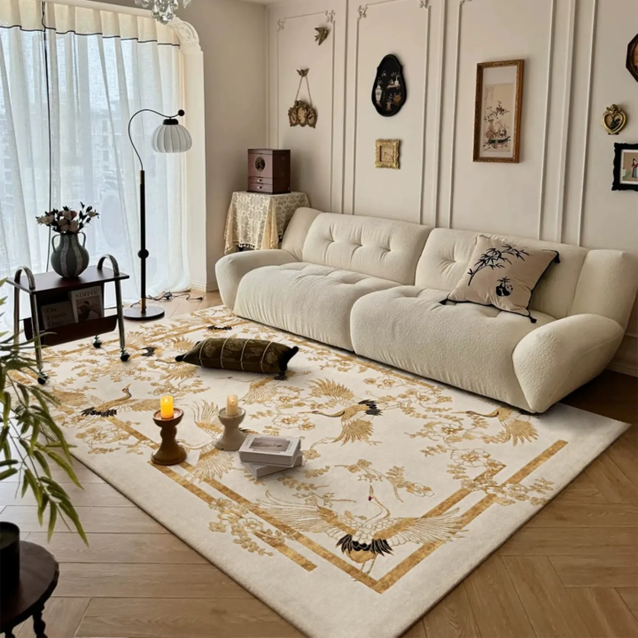 Элегантный ковёр "Птицы" ART Design  ручной работы из шерсти и шёлка KV39232-32