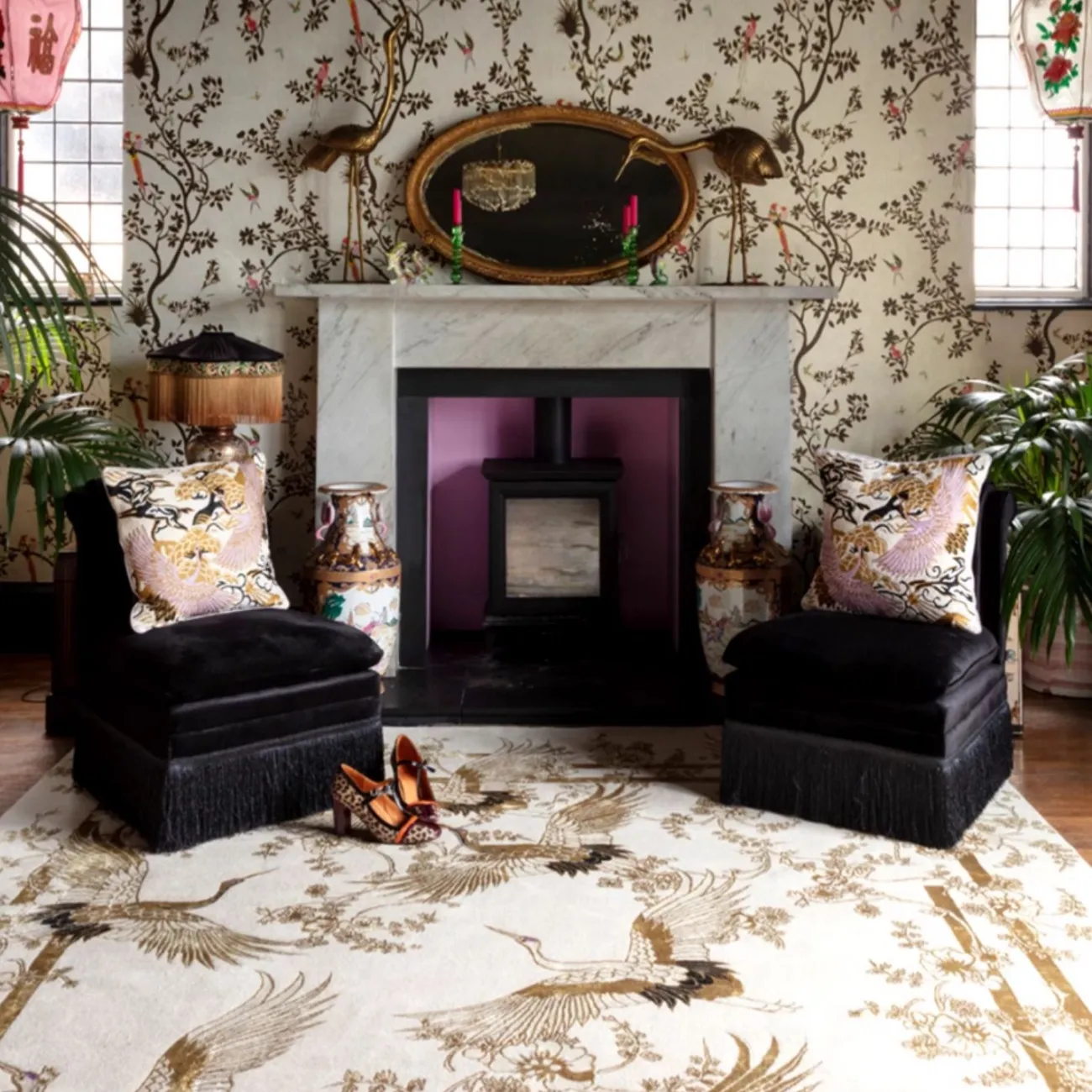 Элегантный ковёр "Птицы" ART Design  ручной работы из шерсти и шёлка KV39232-32