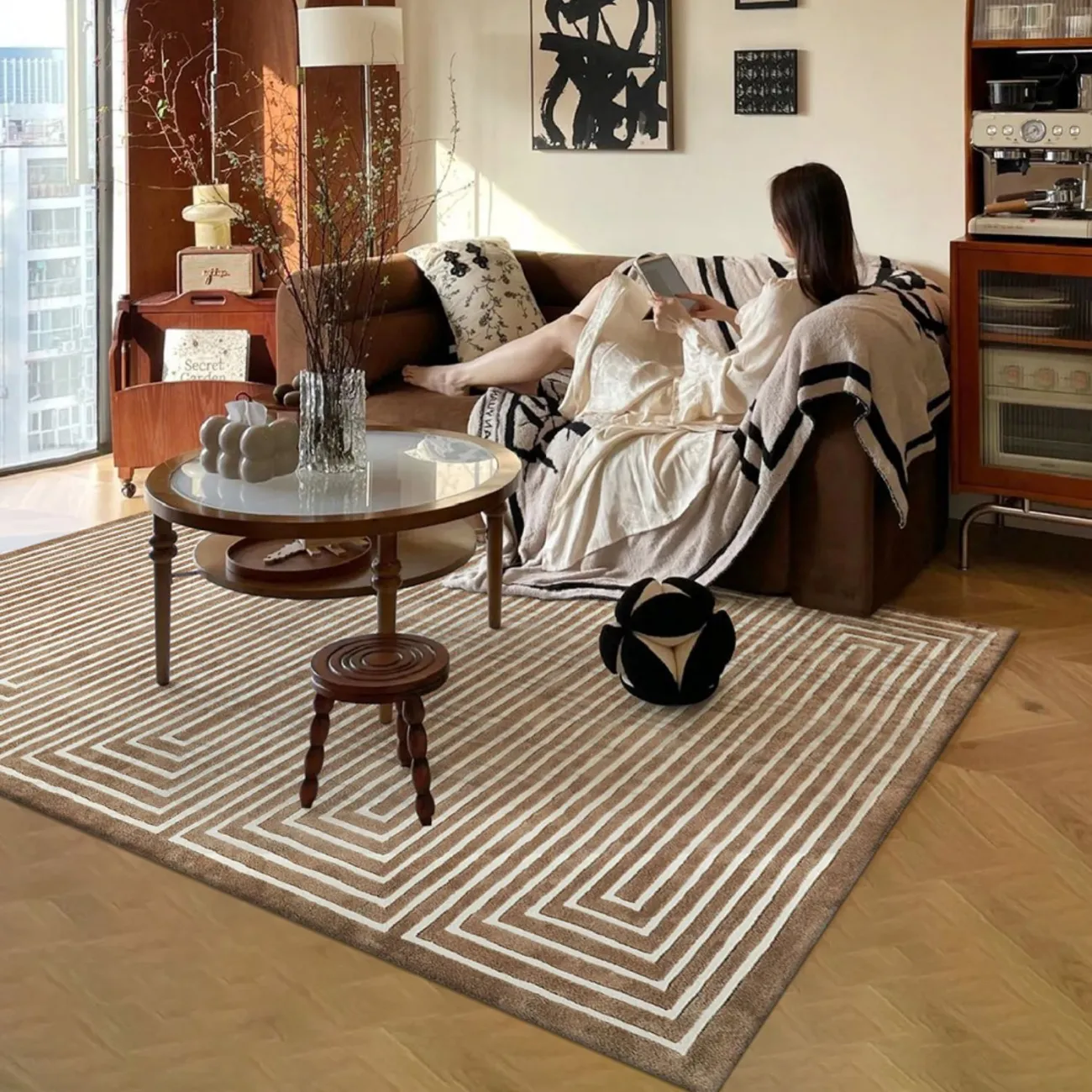 Геометричный ковёр ART Design ручной работы из шерсти KV39243-32