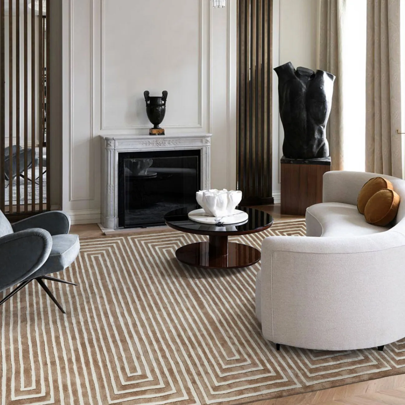 Геометричный ковёр ART Design ручной работы из шерсти KV39243-32