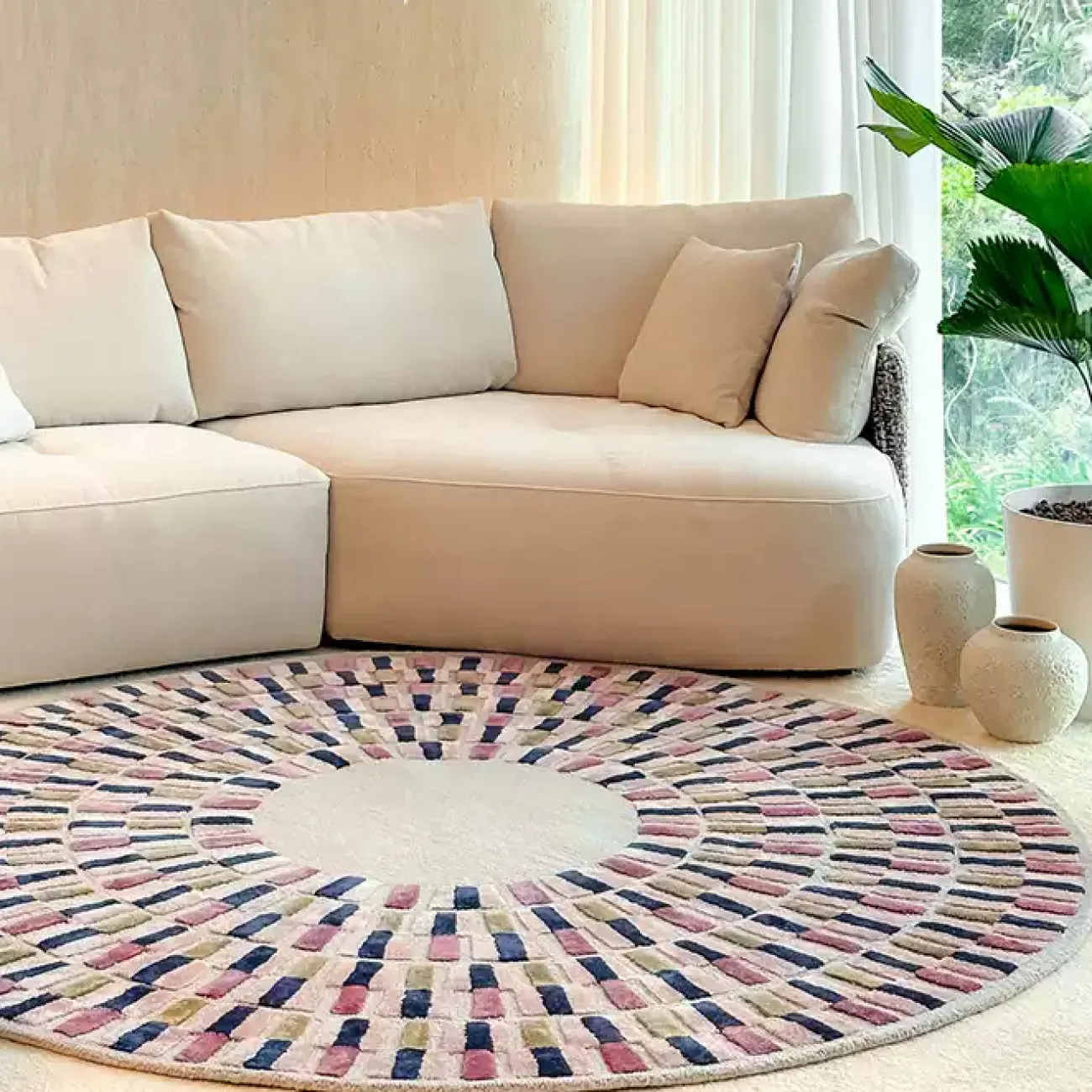 Круглый ковёр ART Design ручной работы из шерсти KV39244-32